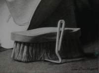 Drawing Still Life - Headed For The Horse brush and hoof pick detail