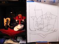 Painting Still Life  - Cowgirl All American - step 1a sketch outline